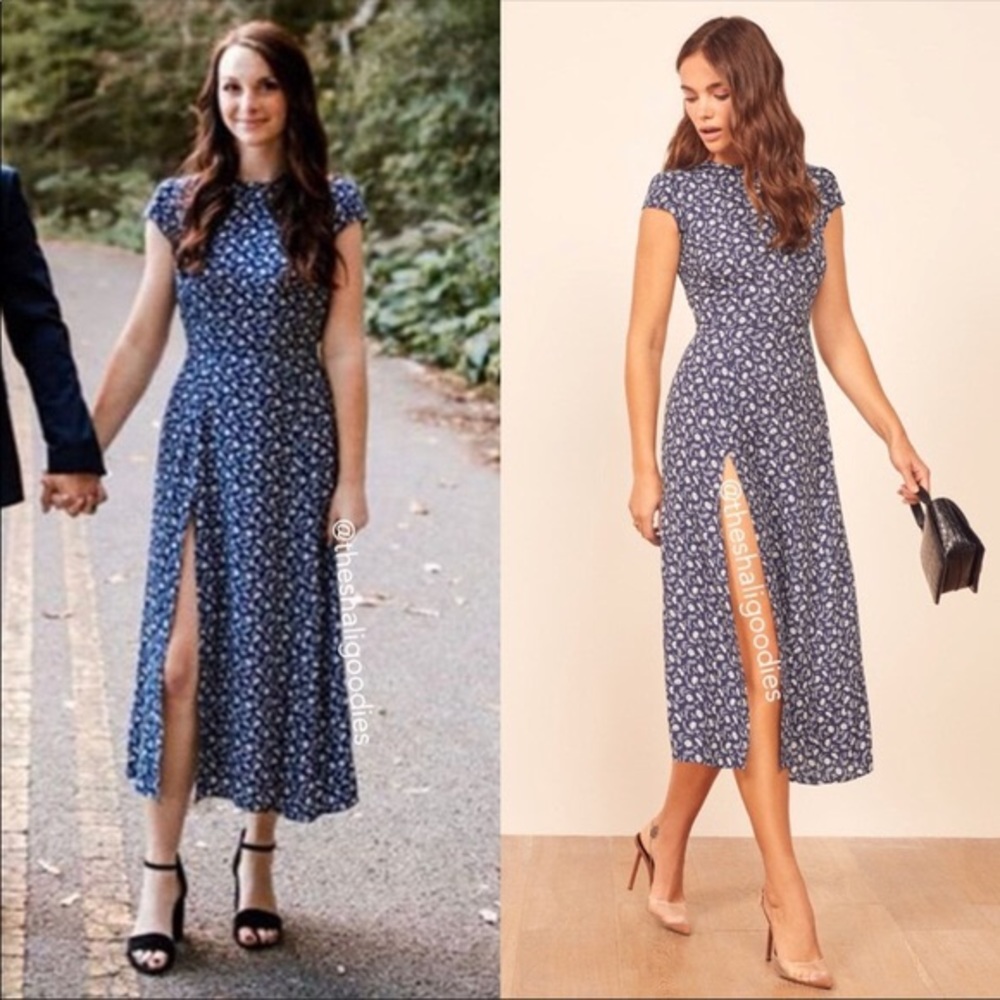 Reformation Gavin Dress Blue Size 4 NWT